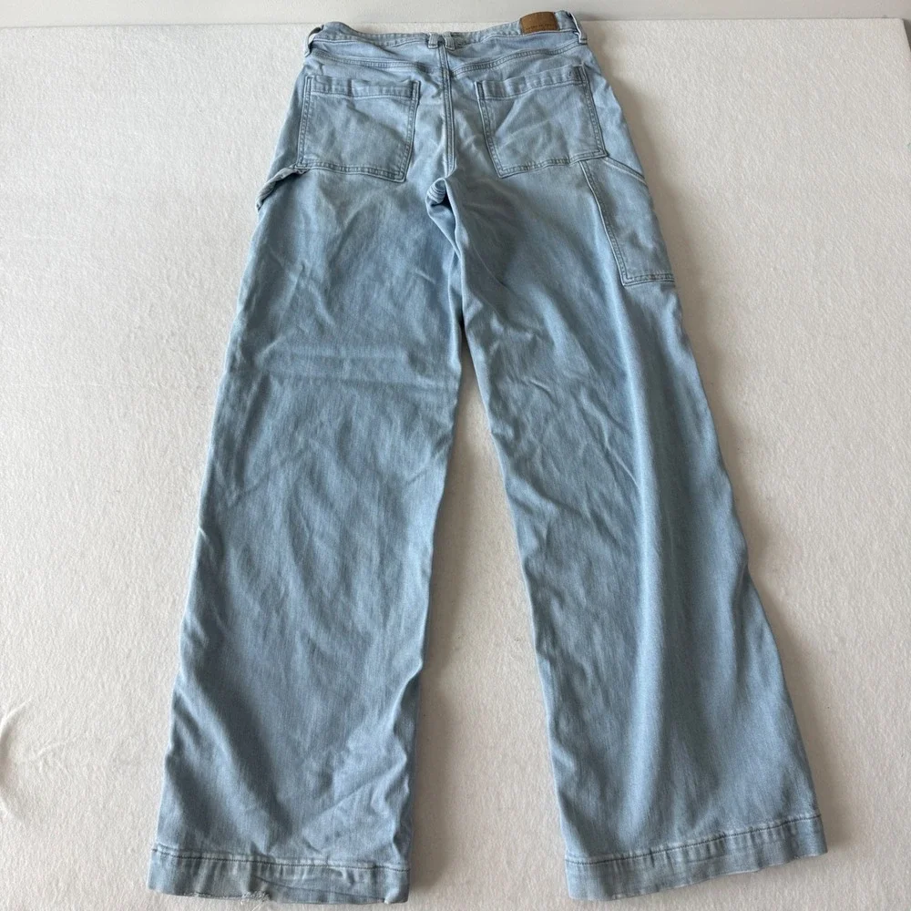 American Eagle Wide Leg Carpenter Jeans Womens 10 Light Wash Stretch Denim